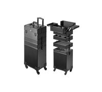 Vevor HZXXLGS5H100K8BZXV0 5-in-1 Professional Makeup Train Case Aluminum Cosmetic Case, Black