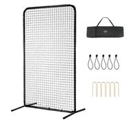 VEVOR I Screen Baseball for Batting Cage, 7x4 ft Baseball Softball Safety Screen, Body Protector Portable Batting Screen with Carry Bag & Ground Stakes, Heavy Duty Pitching Net for Pitchers Protection
