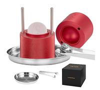 VEVOR Ice Ball Press, 2.4" Ice Ball Maker, Aircraft Al Alloy Ice Ball Press Kit for 60mm Ice Sphere, Ice Press with Tong and Drip Tray, for Whiskey, Cocktail, Bourbon, Scot on Party & Holiday, Red