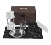 VEVOR Ice Ball Press Kit, Aircraft Al Alloy Ice Press with Ice Block Mold, Large Mat, Tong, Drip Tray, One Glass, Round Ice Ball Maker 2.4"/60 mm Ice Sphere, for Whiskey, Cocktail on Party & Holiday