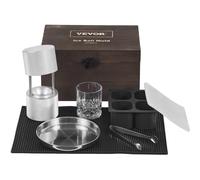 VEVOR Ice Ball Press Kit, Aircraft Al Alloy Ice Press with Ice Block Mold, Large Mat, Tong, Drip Tray, One Glass, Round Ice Ball Maker 2.4"/60 mm Ice Sphere, for Whiskey, Cocktail on Party & Holiday