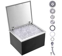 Vevor Ice Chest, 70 x 40.6 x 43 cm (L x W x H) Stainless Steel Ice Cooler, Commercial Ice Container with Hinged Lid, Outdoor Kitchen Ice Bar 40
