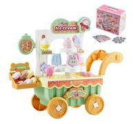 VEVOR Ice Cream Cart for Kids, 27 PCS Accessories, Pretend Play Store with Storage Trolley with Pretend Money, Sound & Light Effects, Montessori Educational Ice Cream Truck Toys for Toddlers 3+