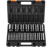 VEVOR Impact Socket Set 1/2 Inches 19 Piece, Deep Socket, 6-Point Sockets, Rugged Construction, Cr-V, 1/2 Inches Drive Socket Set Impact 3/8 inch - 1-