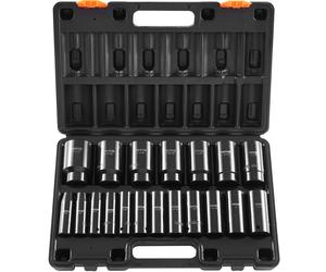 VEVOR Impact Socket Set 1/2 Inches 19 Piece, Deep Socket, 6-Point Sockets, Rugged Construction, Cr-V, 1/2 Inches Drive Socket Set Impact 3/8 inch - 1-