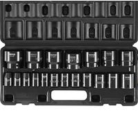 VEVOR Impact Socket Set 1/2 Inches 19 Piece Impact Sockets, 1/2 Inches Drive Socket Set Impact 6-Point Hex Sockets Standard SAE (3/8 Inches to 1-1/2 Inches) Standard Socket Assortment