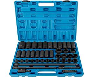 VEVOR Impact Socket Set 1/2 Inches 43 Piece Impact Sockets, Standard Socket Assortment, 1/2 Inches Drive Socket Set 6-Point Sockets Metric 9-30mm (Standard/Deep)