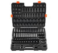 VEVOR Impact Socket Set 3/8" & 1/2" Drive, 130 Piece SAE & Metric Socket Set, 6 Point Cr-Mo Alloy Steel for Auto Repair, Easy-to-Read Size Markings, Rugged Construction, Includes Storage Case