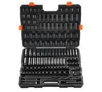 VEVOR Impact Socket Set 3/8" & 1/2" Drive, 130 Piece SAE & Metric Socket Set, 6 Point Cr-Mo Alloy Steel for Auto Repair, Easy-to-Read Size Markings, Rugged Construction, Includes Storage Case