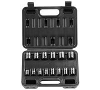 VEVOR 3/8" Drive Impact Socket Set, 14 Piece Shallow Socket Set Metric 7-20mm, 6 Point Cr-Mo Alloy Steel for Auto Repair, Easy-to-Read Size Markings,