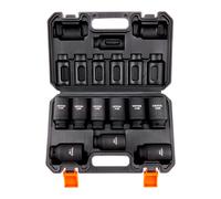 VEVOR 1/2" Drive Impact Socket Set, 9 Piece Deep Socket Set Metric 29-38mm, 6 Point Cr-Mo Alloy Steel for Auto Repair, Easy-to-Read Size Markings, Rugged Construction, Includes Storage Case