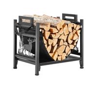 VEVOR Indoor Firewood Rack, 1.5 ft Curved Log Holder with Canvas Carrier, 40lb Weight Capacity Wood Storage Stand, Powder-Coated Steel Firewood Holder, Heavy Duty Wood Pile Stacker Rack for Fireplace