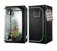VEVOR Indoor Grow Tent, 100 x 100 x 200 cm, 600D High Reflective Mylar, Indoor Plant Tent with Observation Window, Floor Tray & Zipper, Heavy Duty Growing Tents for Fruit Flower Veggie