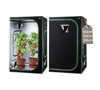 VEVOR Indoor Grow Tent, 120 x 120 x 200 cm, 600D High Reflective Mylar, Indoor Plant Tent with Observation Window, Floor Tray & Zipper, Heavy Duty Growing Tents for Fruit Flower Veggie