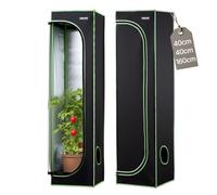 VEVOR Indoor Grow Tent, 40 x 40 x 160 cm, 600D High Reflective Mylar, Indoor Plant Tent with Observation Window, Floor Tray & Zipper, Heavy Duty Growing Tents for Fruit Flower Veggie