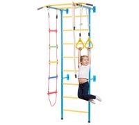VEVOR Indoor Jungle Gym for Toddlers, 5-in-1 Climbing Playset with Carbon Steel Swedish Ladder, Wall Ladder, Pull-Up Bar, Rope Ladder, and Gymnastic Rings, Supports 220 lbs, Multicolor