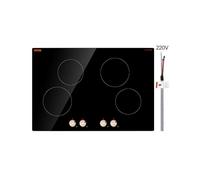 VEVOR Induction Cooktop, 6600W Electric Countertop Burner, 4 Burner Knob Control Stove, Built-in Induction Cooktop with 12 Temperature Settings, Glass Surface, Auto Shut-Off