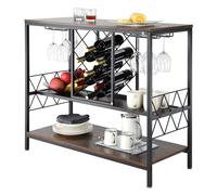 VEVOR 40 Inch Industrial Bar Cabinet, Wine Table for Liquor and Glasses, Sideboard Buffet Cabinet with Glass Holder & Wine Rack, Freestanding Farmhous