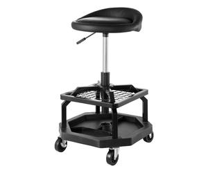 VEVOR Industrial Black Pneumatic Garage Seat/Work Stool with 300 lbs Capacity Adjustable Height Roller Creeper Seat 360 Swivel Padded Workshop Stoo