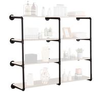 VEVOR Industrial Pipe Shelf, 4 Tier 3PCS, 11.8in Applicable Board Width Wall-Mount Floating Rustic Wood Shelves Bracket Bookshelf,Storage Holder for Kitchen Bedroom Bathroom, (Planks NOT Included)