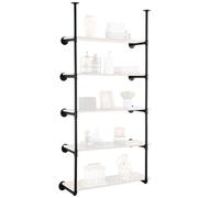 VEVOR Industrial Pipe Shelf, 4 Tier 3PCS, 11.8in Applicable Board Width Wall-Mount Floating Rustic Wood Shelves Bracket Bookshelf,Storage Holder for Kitchen Bedroom Bathroom, (Planks NOT Included)
