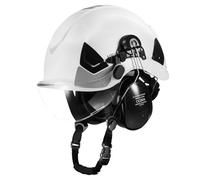 VEVOR Industrial Safety Helmet, ANSI/ISEA Z89.1 Approved ABS Hard Hat with Visor & Earmuffs, 6-Point Ratchet Suspension, Adjustable Vented Hardhat for Men & Women, for Outdoor Construction Workwear