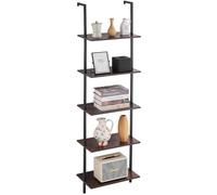 VEVOR Ladder Shelf, 5-Tier Bookshelf 17.3x11.8in, Open Wall-Mounted Ladder Shelf with Metal Frame,Storage Rack Sundries Holder for Kitchen Bedroom Bathroom Living Room, Black