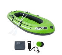 VEVOR Inflatable Boat, 4-Person Inflatable Fishing Boat, Strong PVC Portable Boat Raft Kayak, 45.6" Aluminum Oars, High-Output Pump, Fishing Rod Holders, and 2 Seats, 1100 lb Capacity for Adults, Kids