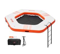 VEVOR Inflatable Floating Dock, ø8.5FT Inflatable Dock Platform with ø5FT Trampoline Mesh Pool, Non-Slip Floating Platform Water Mat with Portable Bag & Detachable Ladder for Pool Beach Relaxation