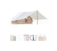 VEVOR Inflatable Tents for Camping, 3-5 Person Easy Setup Blow up Tent with Hand Pump, 300D Oxford 4 Season Glamping Tent with Canopy, Stove Jack, 2 Doors & 2 Mesh Windows (Storage Bag Included)