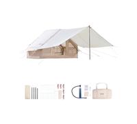 VEVOR Inflatable Tents for Camping, 3-5 Person Easy Setup Blow up Tent with Hand Pump, 300D Oxford 4 Season Glamping Tent with Canopy, Stove Jack, 2 Doors & 2 Mesh Windows (Storage Bag Included)