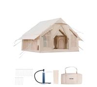 VEVOR Inflatable Tents for Camping, 4-6 Person Easy Setup Blow up Tent with Hand Pump, 300D Oxford 4 Season Glamping Tent with Stove Jack 2 Doors & 4 Mesh Windows, Storage Bag Included for Easy Taking