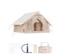 VEVOR Inflatable Tents for Camping, 4-6 Person Easy Setup Blow up Tent with Hand Pump, 300D Oxford 4 Season Glamping Tent with Stove Jack 2 Doors & 4 Mesh Windows, Storage Bag Included for Easy Taking