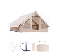 VEVOR Inflatable Tents for Camping, 5-8 Person Easy Setup Blow up Tent with Hand Pump, 300D Oxford Glamping Tent with Stove Jack 2 Doors & 4 Mesh Windows, Storage Bag Included for Easy Taking