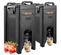 VEVOR Insulated Beverage Dispenser, 5 Gal/19L Hot and Cold Beverage Server with Spigot & Handle, Food-Grade Thermal Drink Dispenser Cooler for Tea Coffee Water in Cafes & Restaurants, 2 Pack, Black