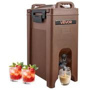 VEVOR Insulated Beverage Dispenser, 5 Gal/19L Hot and Cold Beverage Server with Spigot & Handle, Food-Grade Thermal Drink Dispenser Cooler for Tea Coffee Water in Cafes & Restaurants, Brown