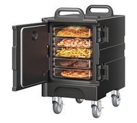 VEVOR Insulated Food Pan Carrier, 81 Qt Hot Box for Catering, Food Box Carrier with Double Buckles, Front Loading Food Warmer with Handles, Stackable End Loader with Wheels for Restaurant, Canteen