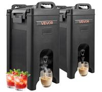VEVOR Insulated Beverage Dispenser, 5 Gal/19L Hot and Cold Beverage Server with Spigot & Handle, Food-Grade Thermal Drink Dispenser Cooler for Tea Coffee Water in Cafes & Restaurants, 2 Pack, Black