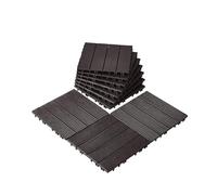 VEVOR Interlocking Deck Tiles, 10 Pack,12"x12" 10 sq. ft Plastic Waterproof Outdoor Flooring All Weather Use, Patio Floor Decking Covering Tiles for Porch Poolside Balcony Backyard, Dark Brown
