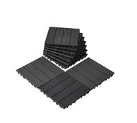VEVOR Interlocking Deck Tiles, 10 Pack,12"x12" 10 sq. ft Plastic Waterproof Outdoor Flooring All Weather Use, Patio Floor Decking Covering Tiles for Porch Poolside Balcony Backyard, Dark Grey