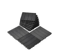 VEVOR Interlocking Deck Tiles, 10 Pack,12"x12" 10 sq. ft Plastic Waterproof Outdoor Flooring All Weather Use, Patio Floor Decking Covering Tiles for Porch Poolside Balcony Backyard, Dark Grey
