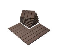 VEVOR Interlocking Deck Tiles Plastic Wood, 10 Pack,12"x12" 10 sq. ft Waterproof Outdoor Flooring All Weather Use, Patio Floor Decking Covering Tiles for Porch Poolside Balcony Backyard, Dark Brown