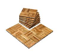 VEVOR Interlocking Deck Tiles Solid Wood, 10 Pack,12"x12" Waterproof Camphor Pine Wood Flooring All Weather Use, Patio Floor Decking Covering Tiles for Porch Poolside Balcony Backyard, (Wooden)