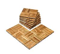 VEVOR Interlocking Deck Tiles Solid Wood, 10 Pack,12"x12" Waterproof Camphor Pine Wood Flooring All Weather Use, Patio Floor Decking Covering Tiles for Porch Poolside Balcony Backyard, (Wooden)