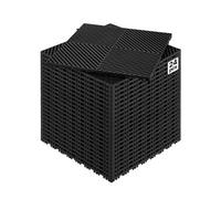 VEVOR Interlocking Drainage Mat, 15.7” x 15.7” Modular Interlocking Cushion, 24 Pcs Splicing Drainage Mats, Non-Slip Black PP Drainage Floor Tile and