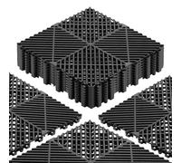 VEVOR Interlocking Drainage Mats, 12" x 12", Modular Garage Flooring Tiles, Non-Slip PP Drainage Floor Tiles, Self-Draining, Easy Installation, for Bathroom, Kitchen, Pool & Outdoor, Black, 12 Pack