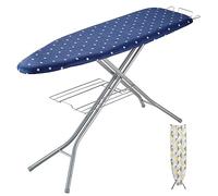 VEVOR Ironing Board with Bottom Storage Tray, Thickened 4 Layers Iron Board with Heat Resistant Cover and 100% Cotton Cover, 10 Adjustable Heights Ironing Board for Home Laundry Room Use (Size 55x15)