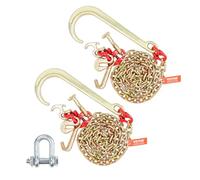 VEVOR J Hook Chain, 2PCS 5/16" x 6' G80 15" Long Shank J Hook Tow Chain with RTJ Cluster Hook & Grab Hook, 5400 lbs Working Load, Heavy Duty Transport Truck Chain for Wrecker Recovery Trailer Towing