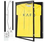 VEVOR Jersey Display Frame Case, 24 x 32 x 1.5 in, Large Lockable Sport Jersey Shadow Box with 98% UV Protection PC Glass and Hangers, for Baseball Basketball Football Hockey Shirt and Uniform, Black