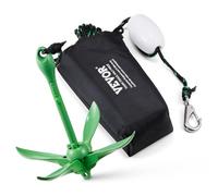 VEVOR Kayak Anchor Kit, 3.5 lb Paddle Board Anchor Kit with 26.2 ft/8 m Rope and Buoy, Folding Small Boat Anchor with Storage Bag and Snap Hook, Kayak Accessories for Kayaks, Small Boats, Canoes